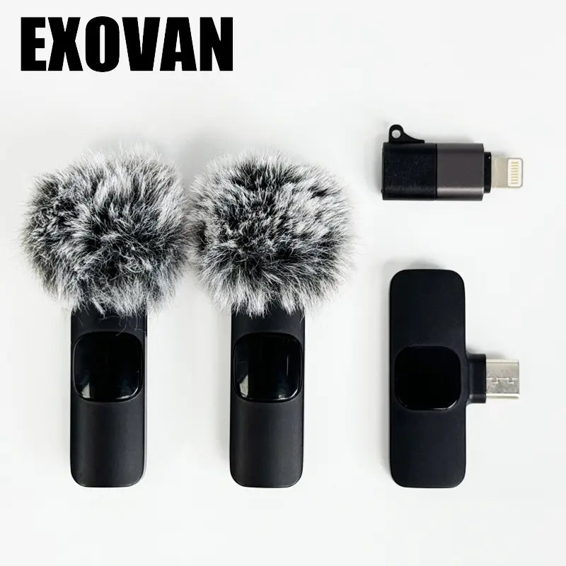 Professional Wireless Mini Microphone System for iPhone/Smartphone - Dual Lapel Microphones with Enhanced Audio Clarity for Video Recording, Interviews, and Vlogging - Noise Reduction and High-Quality Audio Performance