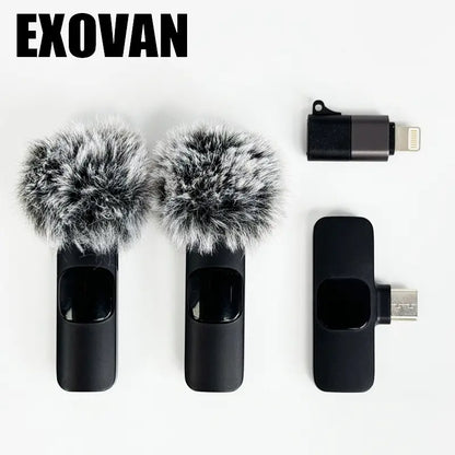 Professional Wireless Mini Microphone System for iPhone/Smartphone - Dual Lapel Microphones with Enhanced Audio Clarity for Video Recording, Interviews, and Vlogging - Noise Reduction and High-Quality Audio Performance