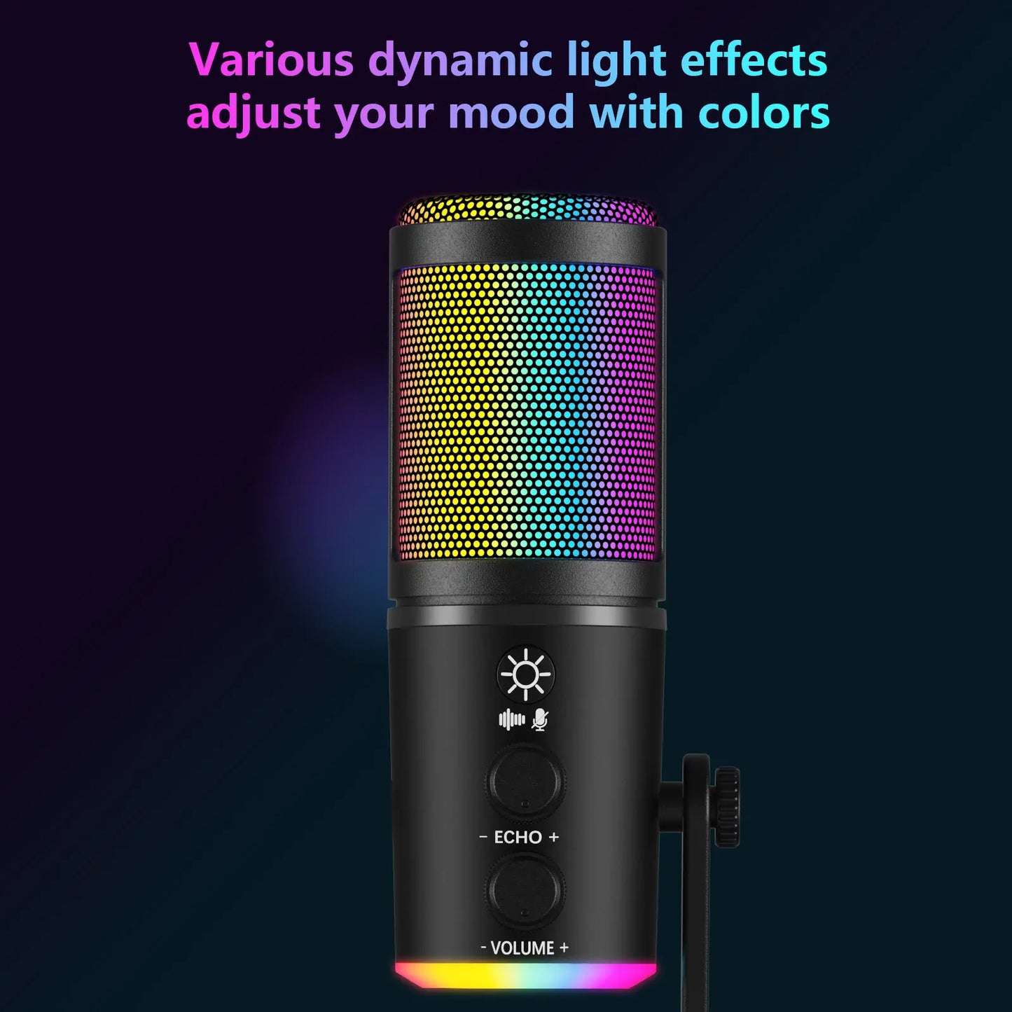 JYX U120 RGB Streaming Microphone - One-Tap Mute, Headphone Jack, Perfect for Gaming, Podcasting & Streaming on PC, Mac, PS5 & PS4 - Compact & Durable Design