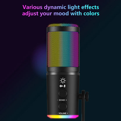 JYX U120 RGB Streaming Microphone - One-Tap Mute, Headphone Jack, Perfect for Gaming, Podcasting & Streaming on PC, Mac, PS5 & PS4 - Compact & Durable Design