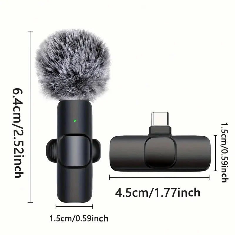 Professional Wireless Mini Microphone System for iPhone/Smartphone - Dual Lapel Microphones with Enhanced Audio Clarity for Video Recording, Interviews, and Vlogging - Noise Reduction and High-Quality Audio Performance