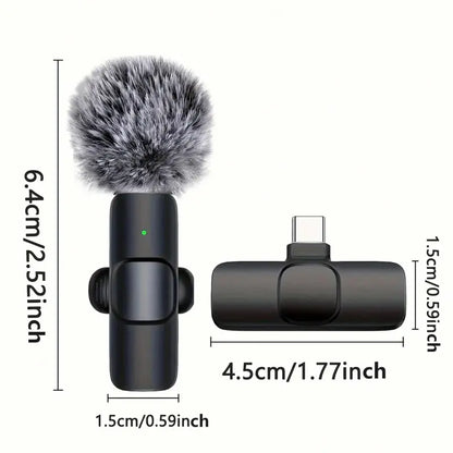 Professional Wireless Mini Microphone System for iPhone/Smartphone - Dual Lapel Microphones with Enhanced Audio Clarity for Video Recording, Interviews, and Vlogging - Noise Reduction and High-Quality Audio Performance