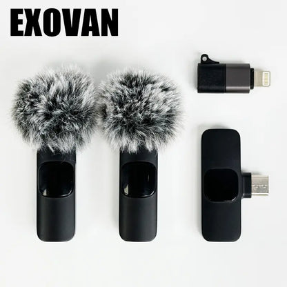 Professional Wireless Mini Microphone System for iPhone/Smartphone - Dual Lapel Microphones with Enhanced Audio Clarity for Video Recording, Interviews, and Vlogging - Noise Reduction and High-Quality Audio Performance