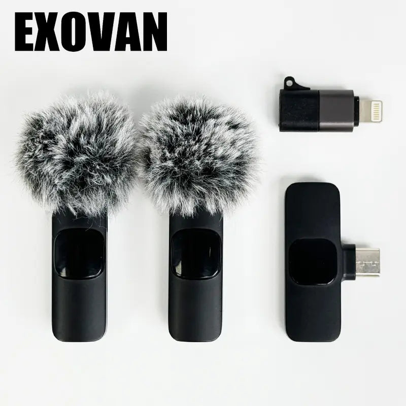 Professional Wireless Mini Microphone System for iPhone/Smartphone - Dual Lapel Microphones with Enhanced Audio Clarity for Video Recording, Interviews, and Vlogging - Noise Reduction and High-Quality Audio Performance