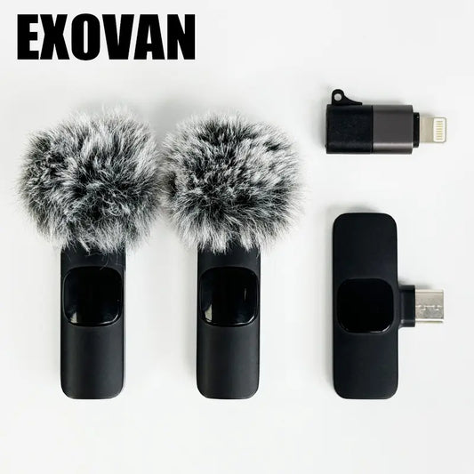 Professional Wireless Mini Microphone System for iPhone/Smartphone - Dual Lapel Microphones with Enhanced Audio Clarity for Video Recording, Interviews, and Vlogging - Noise Reduction and High-Quality Audio Performance