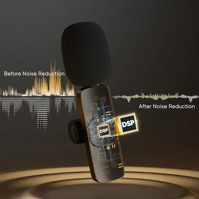 Professional Wireless Mini Microphone System for iPhone/Smartphone - Dual Lapel Microphones with Enhanced Audio Clarity for Video Recording, Interviews, and Vlogging - Noise Reduction and High-Quality Audio Performance