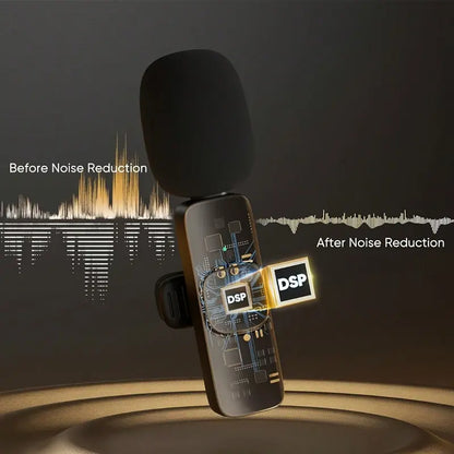 Professional Wireless Mini Microphone System for iPhone/Smartphone - Dual Lapel Microphones with Enhanced Audio Clarity for Video Recording, Interviews, and Vlogging - Noise Reduction and High-Quality Audio Performance