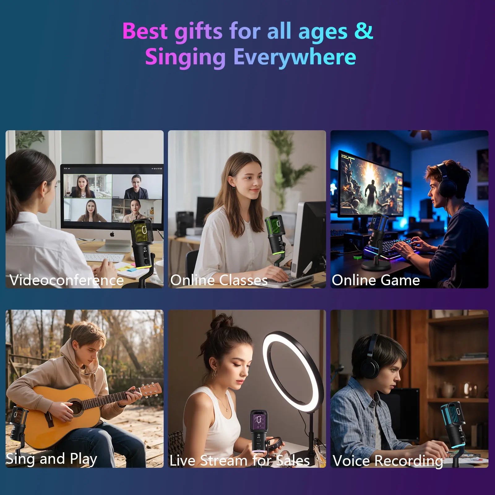 JYX U120 RGB Streaming Microphone - One-Tap Mute, Headphone Jack, Perfect for Gaming, Podcasting & Streaming on PC, Mac, PS5 & PS4 - Compact & Durable Design