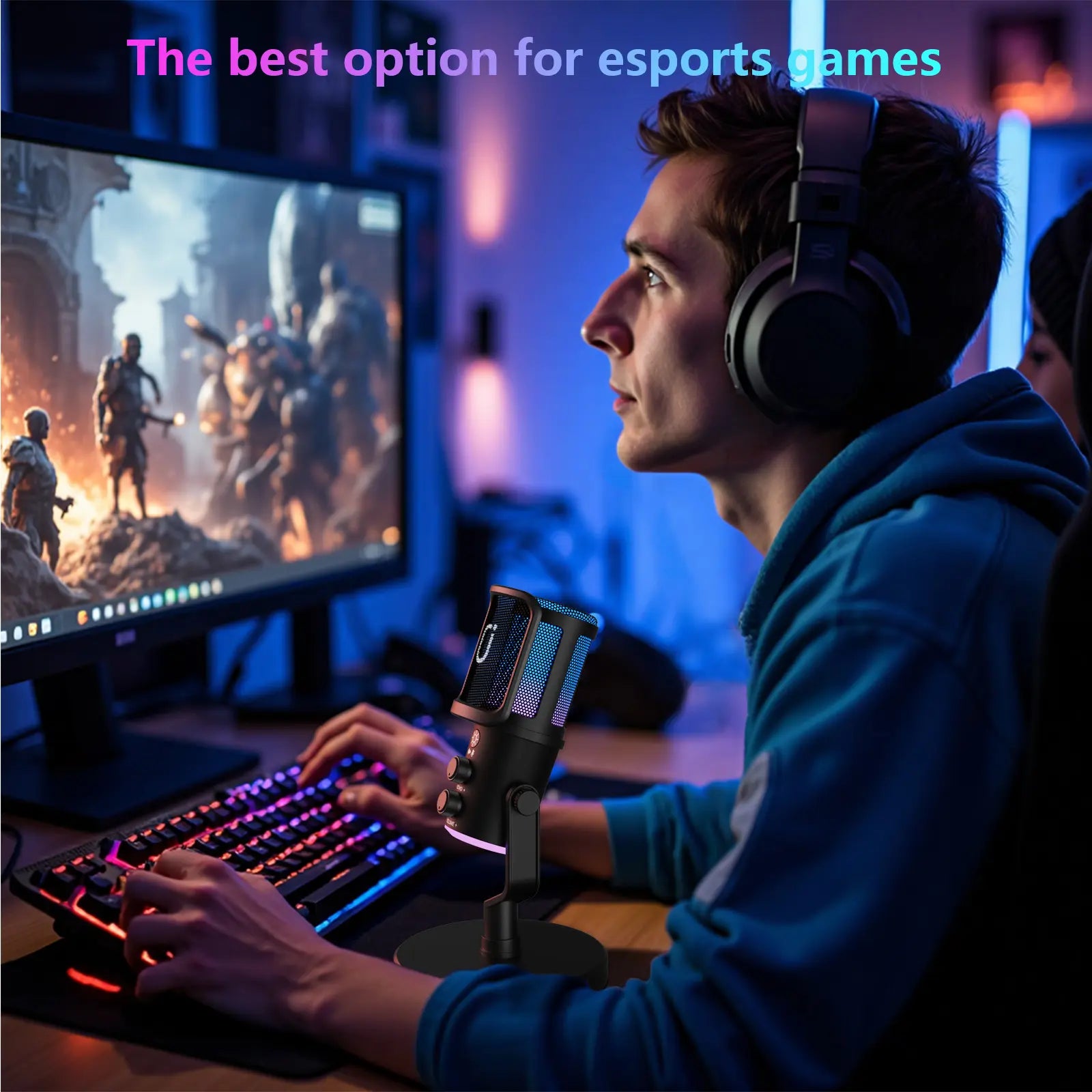 JYX U120 RGB Streaming Microphone - One-Tap Mute, Headphone Jack, Perfect for Gaming, Podcasting & Streaming on PC, Mac, PS5 & PS4 - Compact & Durable Design