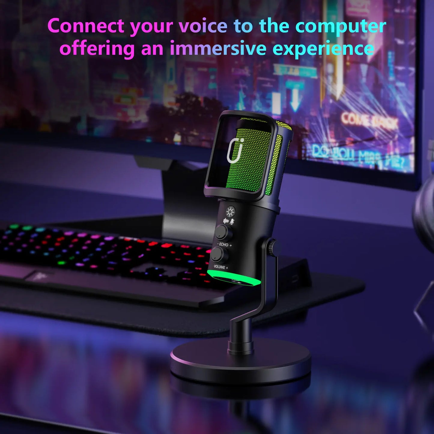 JYX U120 RGB Streaming Microphone - One-Tap Mute, Headphone Jack, Perfect for Gaming, Podcasting & Streaming on PC, Mac, PS5 & PS4 - Compact & Durable Design