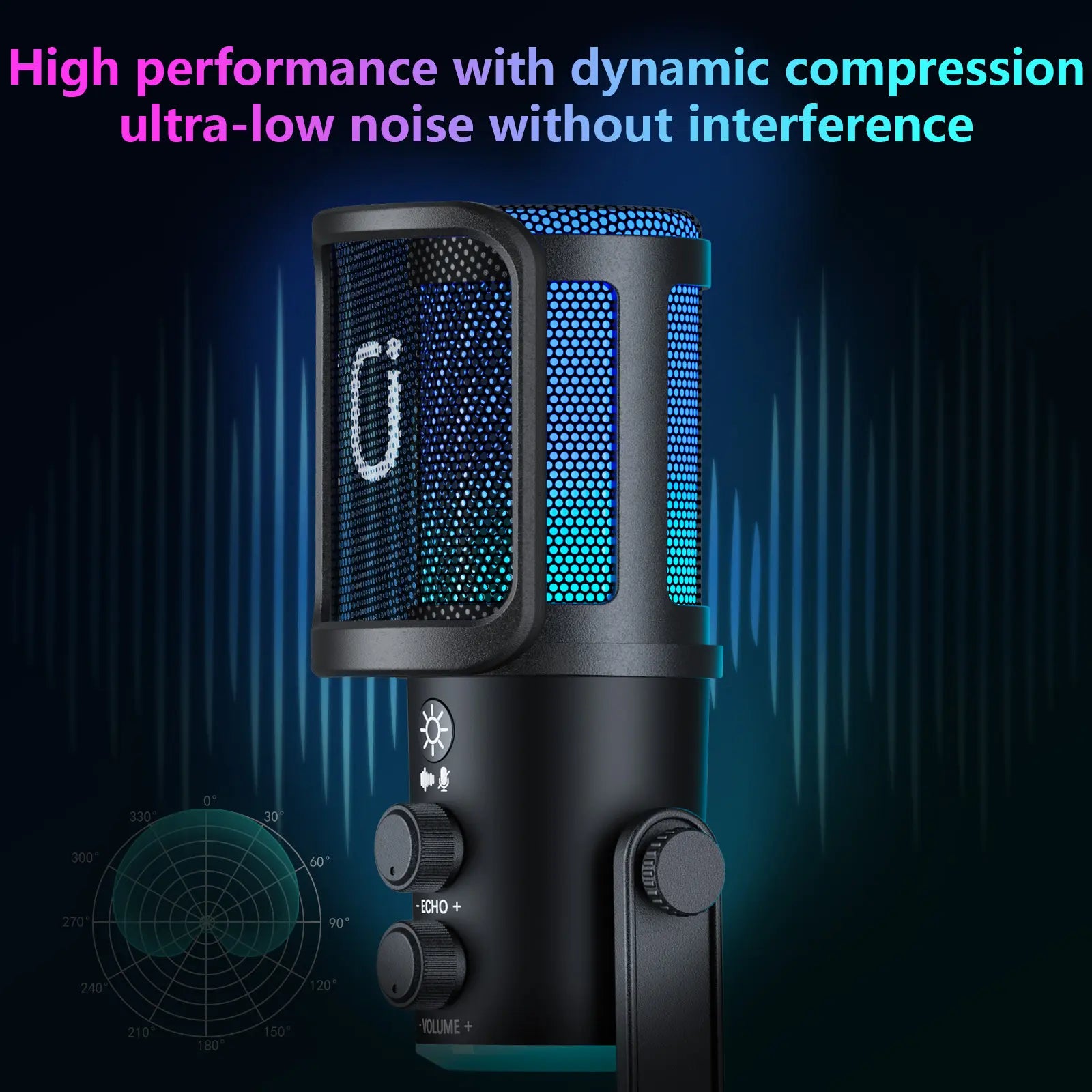 JYX U120 RGB Streaming Microphone - One-Tap Mute, Headphone Jack, Perfect for Gaming, Podcasting & Streaming on PC, Mac, PS5 & PS4 - Compact & Durable Design