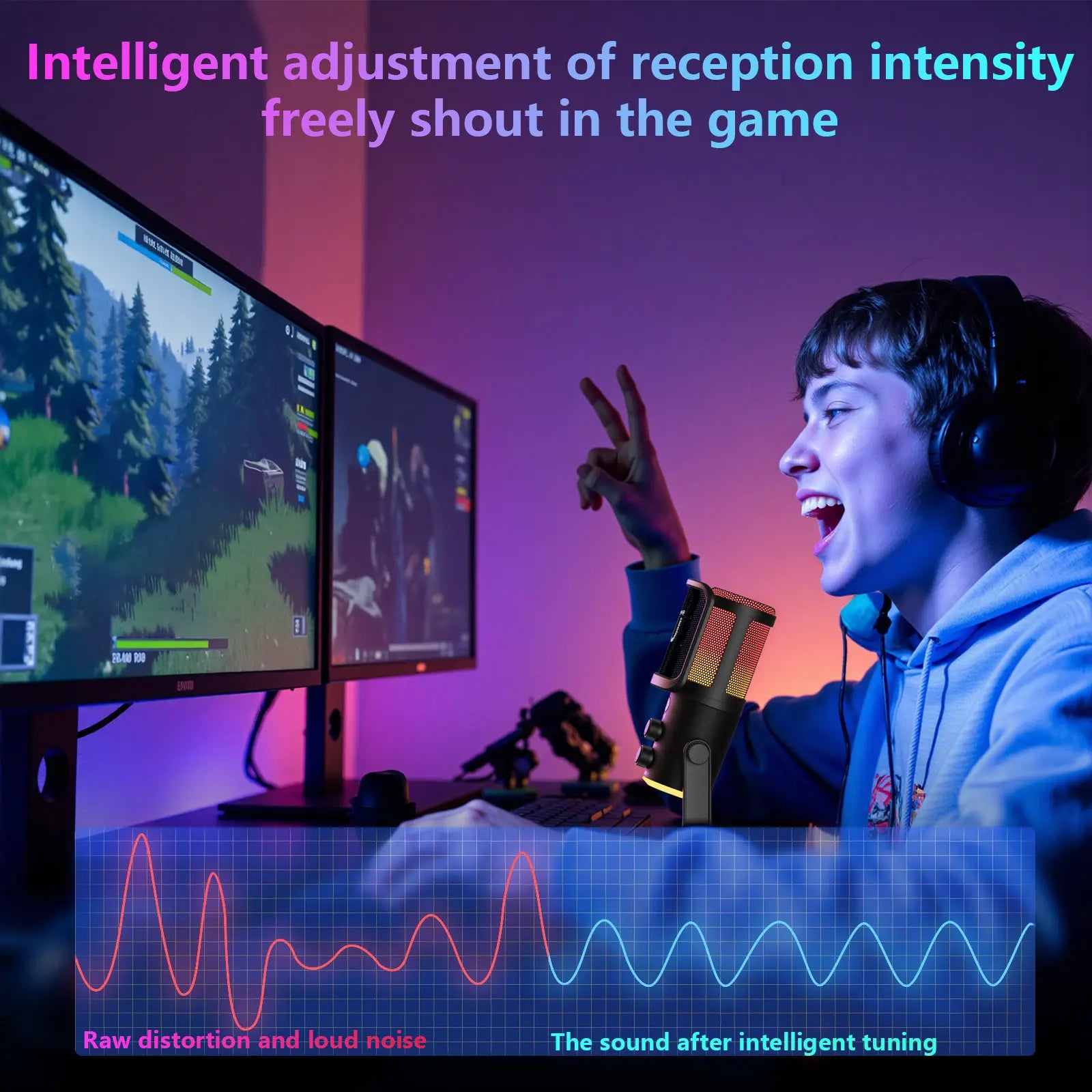 JYX U120 RGB Streaming Microphone - One-Tap Mute, Headphone Jack, Perfect for Gaming, Podcasting & Streaming on PC, Mac, PS5 & PS4 - Compact & Durable Design