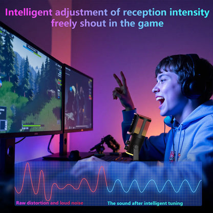 JYX U120 RGB Streaming Microphone - One-Tap Mute, Headphone Jack, Perfect for Gaming, Podcasting & Streaming on PC, Mac, PS5 & PS4 - Compact & Durable Design